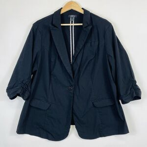 Torrid Black Ruched Half‎ Sleeve Stretch Ponte Blazer Jacket Women's 3 3X